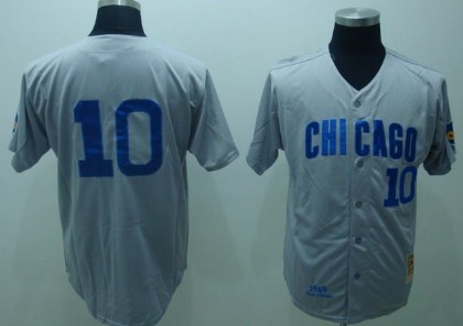 Chicago Cubs #10 Ron Santo 1969 Gray Throwback Jersey 