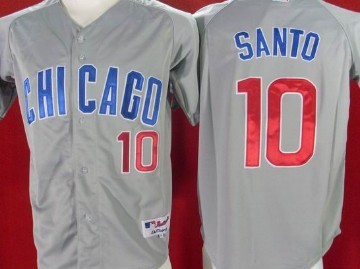 Chicago Cubs #10 Ron Santo Gray Jersey 