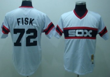 Chicago White Sox #72 Carlton Fisk 1983 White Pullover Throwback Jersey 