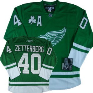 Detroit Red Wings #40 Henrik Zetterberg St. Patrick's Day Green Jersey