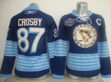 Pittsburgh Penguins #87 Crosby Navy Blue Third Womens Jersey