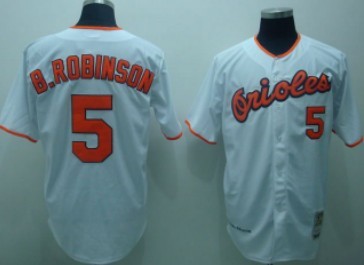 Baltimore Orioles #5 Brooks Robinson White Throwback Jersey