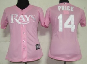 Tampa Bay Rays #14 Price Pink With White Womens Jersey 