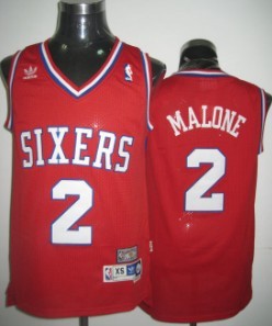 Philadelphia 76ers #2 Moses Malone Red Swingman Throwback Jersey