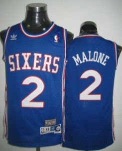 Philadelphia 76ers #2 Moses Malone Blue Swingman Throwback Jersey 