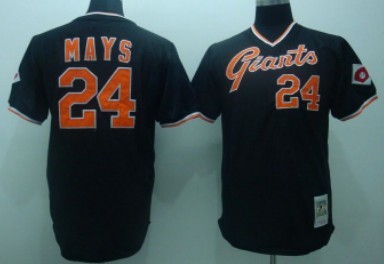 San Francisco Giants #24 Willie Mays Black Throwback Jersey