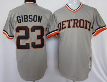 Detroit Tigers #23 Kirk Gibson 1984 Gray Throwback Jersey 