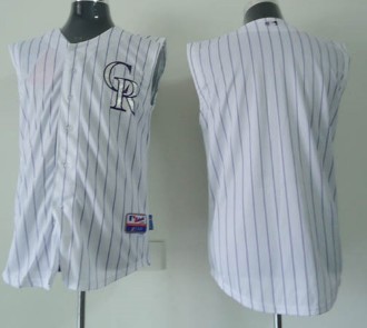 Colorado Rockies Blank White Sleeveless Jersey 