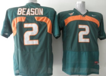 Miami Hurricanes #2 Jon Beason Green Jersey