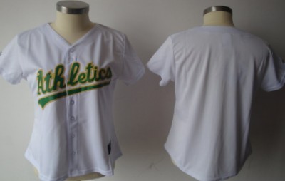 Oakland Athletics Blank White With Green Womens Jersey