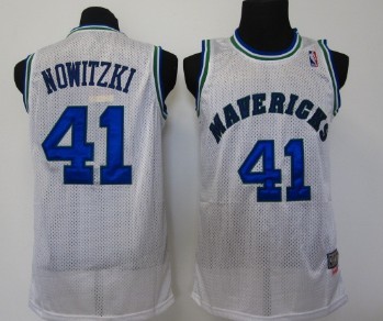 Dallas Mavericks #41 Dirk Nowitzki White Swingman Throwback Jersey 