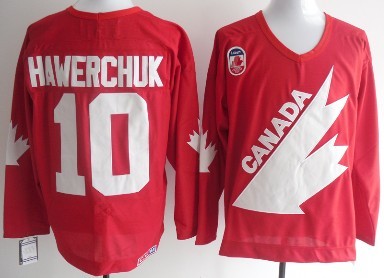 Team Canada #10 Dale Hawerchuk 1991 Olympic Red Throwback CCM Jersey