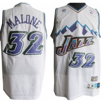 Utah Jazz #32 Karl Malone Mountain White Throwback Swingman Jersey 