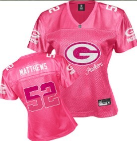 Green Bay Packers #52 Matthews Pink FEM FAN Womens Jersey