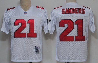 Atlanta Falcons #21 Deion Sanders White Throwback Jersey 