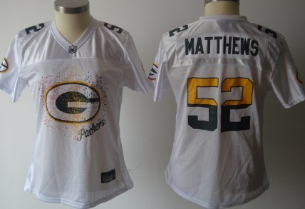 Green Bay Packers #52 Matthews White FEM FAN Womens Jersey