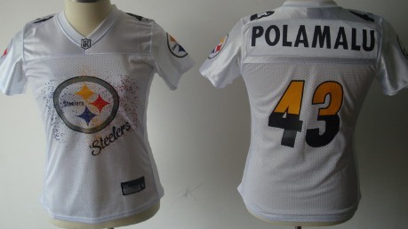 Pittsburgh Steelers #43 Polamalu White FEM FAN Womens Jersey