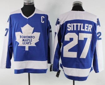 Toronto Maple Leafs #27 Darryl Sittler Blue With White Throwback CCM Jersey 