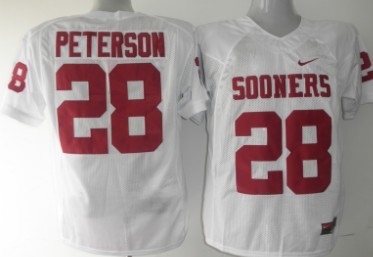 Oklahoma Sooners #28 Adrian Peterson White Jersey 