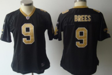 New Orleans Saints #9 Drew Brees Black Womens Jersey