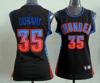 Oklahoma City Thunder #35 Kevin Durant Vibe Black Fashion Womens Jersey