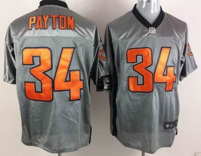 Nike Chicago Bears #34 Walter Payton Gray Shadow Elite Jersey