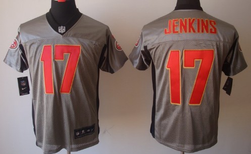 Nike San Francisco 49ers #17 A.J. Jenkins Gray Shadow Elite Jersey 