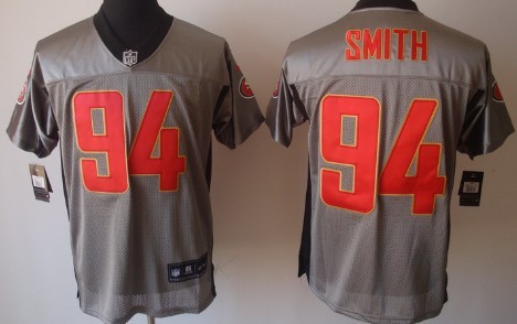 Nike San Francisco 49ers #94 Justin Smith Gray Shadow Elite Jersey 