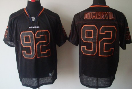 Nike Denver Broncos #92 Elvis Dumervil Lights Out Black Elite Jersey 