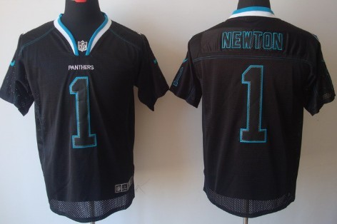 Nike Carolina Panthers #1 Cam Newton Lights Out Black Elite Jersey