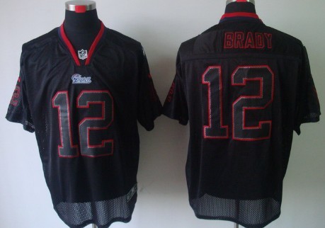 Nike New England Patriots #12 Tom Brady Lights Out Black Elite Jersey 