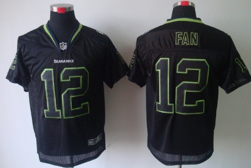 Nike Seattle Seahawks #12 Fan Lights Out Black Elite Jersey 