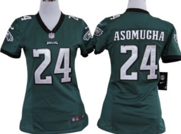 Nike Philadelphia Eagles #24 Nnamdi Asomugha Dark Green Game Womens Jersey