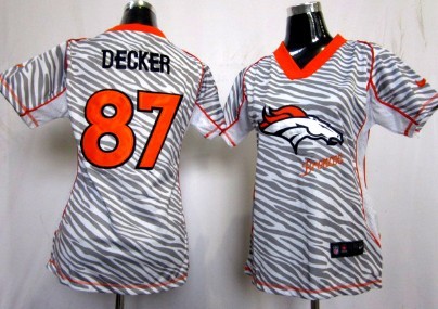 Nike Denver Broncos #87 Eric Decker 2012 Womens Zebra Fashion Jersey