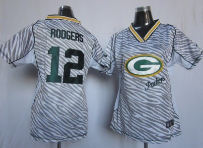 Nike Green Bay Packers #12 Aaron Rodgers 2012 Womens Zebra Fashion Jersey