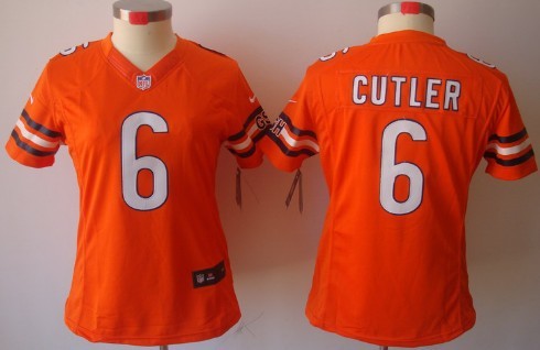 Nike Chicago Bears #6 Jay Cutler Orange Limited Womens Jersey 