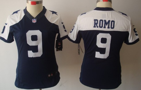 Nike Dallas Cowboys #9 Tony Romo Blue Thanksgiving Limited Womens Jersey 