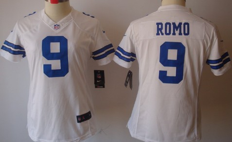 Nike Dallas Cowboys #9 Tony Romo White Limited Womens Jersey 