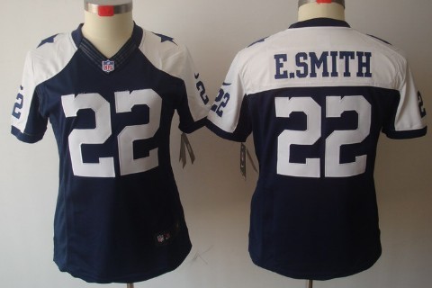 Nike Dallas Cowboys #22 Emmitt Smith Blue Thanksgiving Limited Womens Jersey 