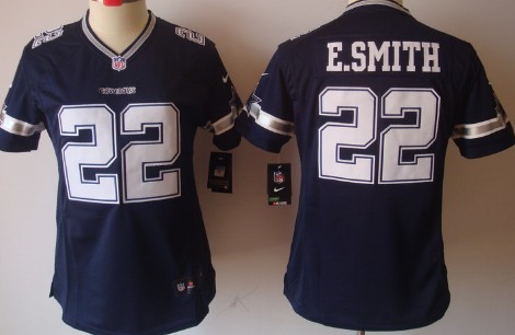 Nike Dallas Cowboys #22 Emmitt Smith Blue Limited Womens Jersey 