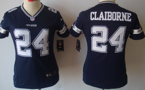 Nike Dallas Cowboys #24 Morris Claiborne Blue Limited Womens Jersey 