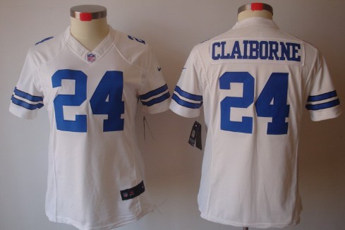 Nike Dallas Cowboys #24 Morris Claiborne White Limited Womens Jersey 