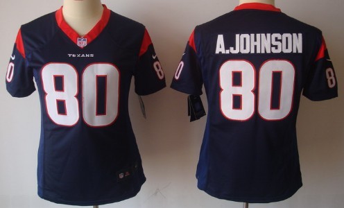 Nike Houston Texans #80 Andre Johnson Blue Limited Womens Jersey 