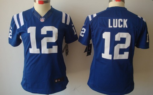 Nike Indianapolis Colts #12 Andrew Luck Blue Limited Womens Jersey 