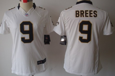 Nike New Orleans Saints #9 Drew Brees White Limited Womens Jersey 