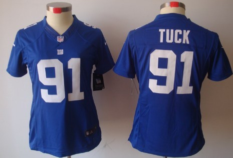 Nike New York Giants #91 Justin Tuck Blue Limited Womens Jersey 