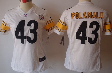 Nike Pittsburgh Steelers #43 Troy Polamalu White Limited Womens Jersey 