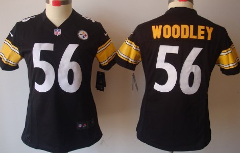 Nike Pittsburgh Steelers #56 Lamarr Woodley Black Limited Womens Jersey 