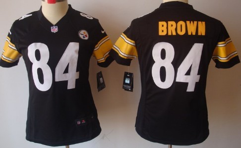 Nike Pittsburgh Steelers #84 Antonio Brown Black Limited Womens Jersey 