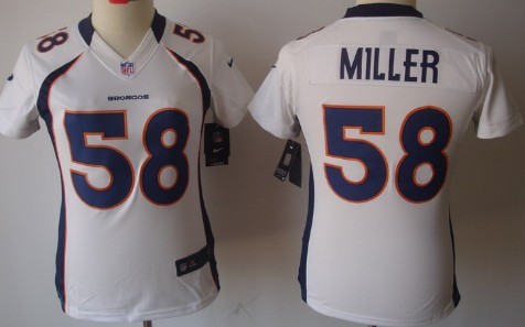 Nike Denver Broncos #58 Von Miller White Limited Womens Jersey 